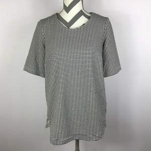 {M&S} Black White Textured Career Top